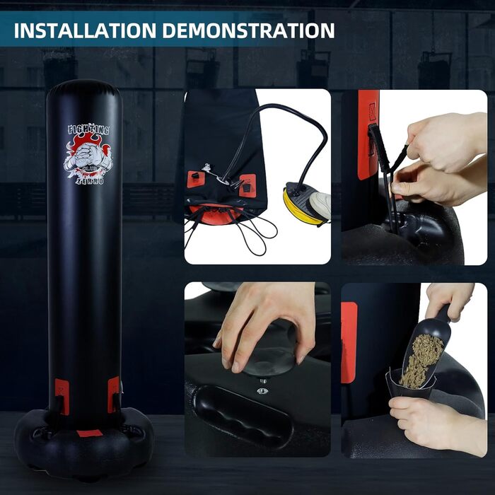 ZERRO Боксерський мішок-підставка, діаметр 30 см, для дітей та дорослих, чорний, з насосом