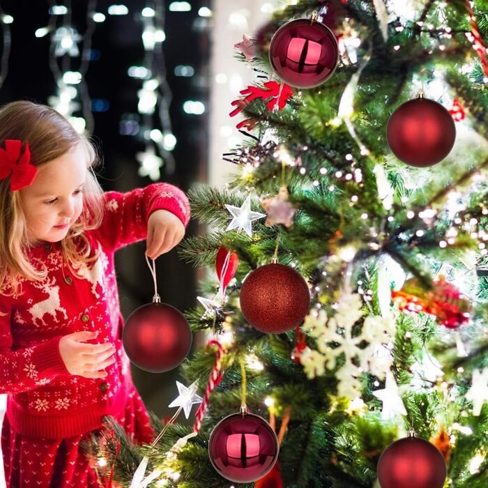 40 шт. прикрас для ялинки: новорічні кулі, 4 см та 10 см (винний колір)