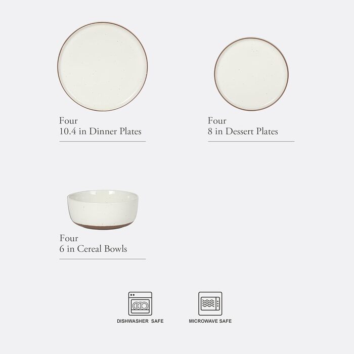 Сервіз набір 16-ти частинний Gibson Elite Northrock Steingut для 4 осіб: тарілки та миски, білий з ручним розписом, кераміка (Northrock)