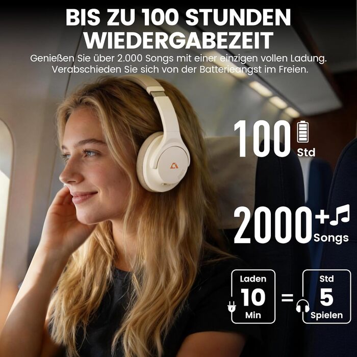 Навушники бездротові 1Mii AI Y8+ Bluetooth 6.0 з активним шумозаглушенням LDAC, 100 годин роботи, бежеві