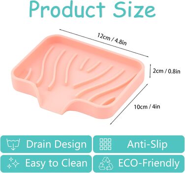 2 шт. Силіконові мильниці з отвором для стоку, мильниця для душу, мильниця для ванни, мильниця для раковини, мильниці для ванної кімнати, кухні та лічильника (білий) (рожевий)