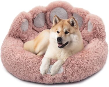 pfoten&nasen® Bear Paw Dog Bed [Pink, M - 75cm] For Medium-Sized Dogs, Washable Dog Bed, Donut Dog Bed, Round Dog Bed, Fluffy Dog Bed, Dog Bed, Donut Dog Bed.
