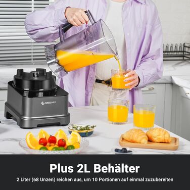 AMZCHEF 8-in-1 Multi Stand Mixer with Auto-IQ | 2000W High-Performance Mixer with LCD Touchscreen | 2L Blender with 8 Smart Menus and 10 Speeds for the Kitchen | Gray 25.6 x 20.1 x 47.6 cm Gray