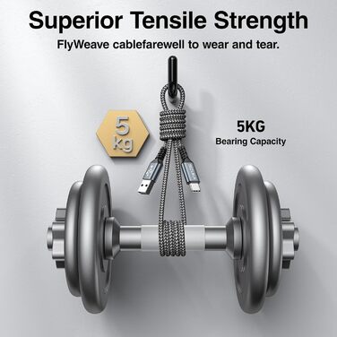 Кабель USB-C [3 шт, 2 м] для Samsung Galaxy: швидка зарядка, 2 м + 2 м + 2 м