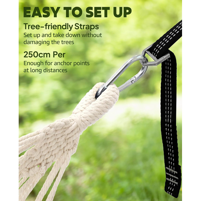 Гніздо-гамак Chihee з бавовни, 300x150 см, для кемпінгу, до 300 кг, з подушкою та стропами