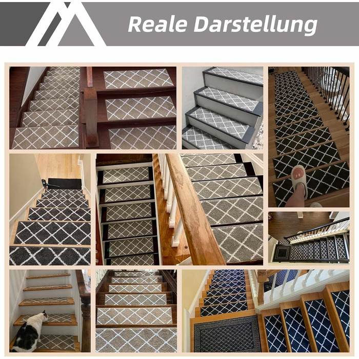 Ковзаючі сходи COSY HOMEER, 15 шт., 70x22 см, антиковзаючі, самоклеючі, машинне прання, 100% поліестер, TPE-підкладка, для дітей, літніх людей та домашніх тварин, сіро-білі