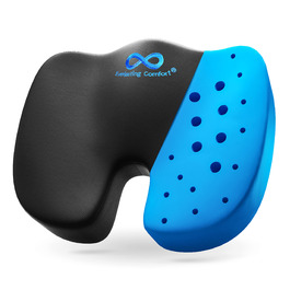 Подушка для сидіння Everlasting Comfort Ergonomic: Memory Foam для офісу, авто та дому. Ергономічна подушка на офісний стілець та автокрісло, знімний чохол, нековзна основа (з чорним гелем).