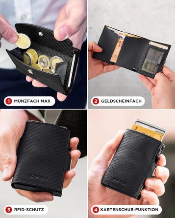 SF SCOFIELD Duality Classic Premium Slim Wallet with Coin Pocket | Card Case with Coin Pocket for 9-10 Cards | Card Wallet | Men's Wallet | RFID Protection | Credit Card Holder | Smart Wallet