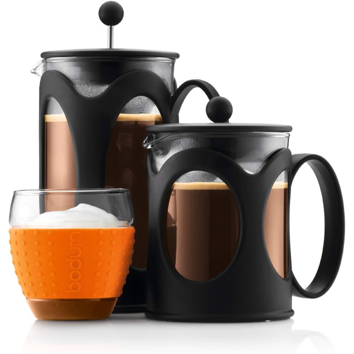 Bodum Kenya: Френч-прес для кави, 500 мл, 4 чашки, з боросилікатного скла та нержавіючої сталі, миється в посудомийній машині, Made in Portugal, чорний