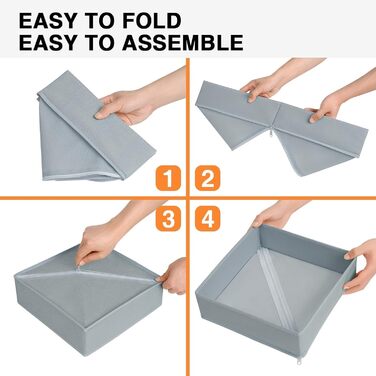 Drawer Organizer - Foldable Underwear Organizer Storage Box Fabric 16 Pieces Closet Organizer for Clothes, Socks (15 Pieces, Gray)