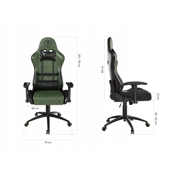 Ігрове крісло Cobra Draco CRF194 Green, штучна шкіра