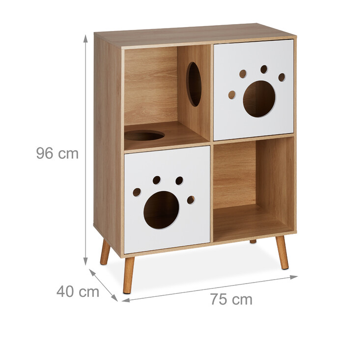 Relaxdays Cat Cabinet with 4 Compartments