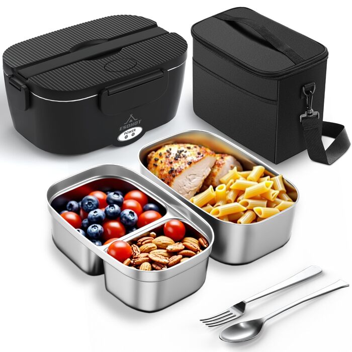 Електрична ланчбокс з підігрівом 1.5L для авто, вантажівки, офісу (1.5L x 2)