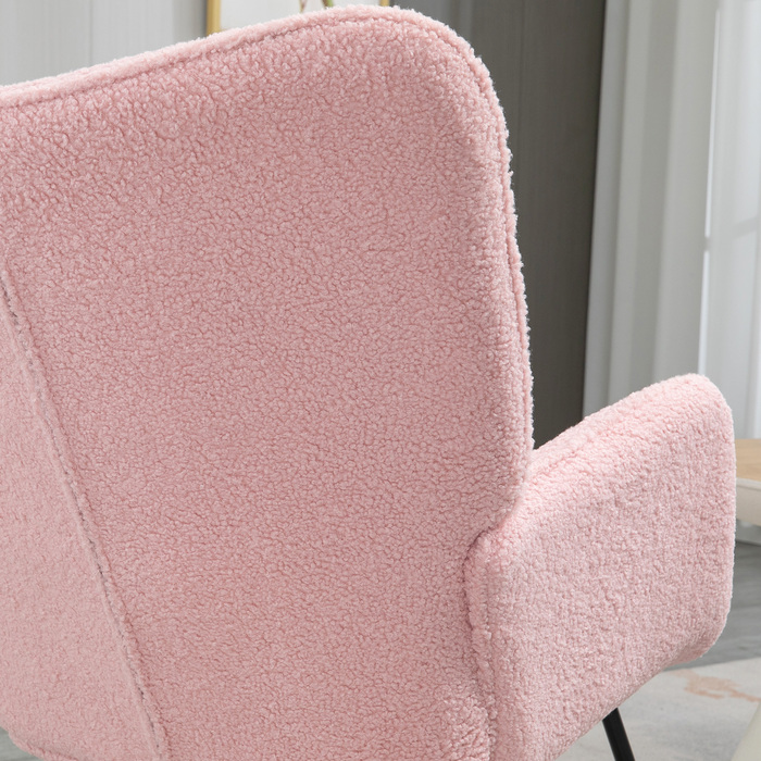 HOMCOM Rocking Chair Glider Accent Chair Rocker Recliner Living Room Chair for Bedroom, up to 120 kg, Faux Sheepskin, Pink | Aosom