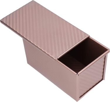 Loaf pan with lid, toast bread loaf pan, 21 x 12 x 11 cm rectangular Pullman bread toast mold, 450g dough loaf pan, Rose carbon steel non-stick toast bread pan baking molds