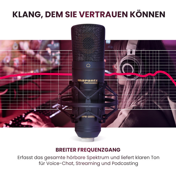 Мarantz Professional MPM-1000U: USB конденсаторний мікрофон з великою мембраною та нирковим характером для подкастів, студії та геймінгу. Комплектується кабелем USB та кріпленням для мікрофона.