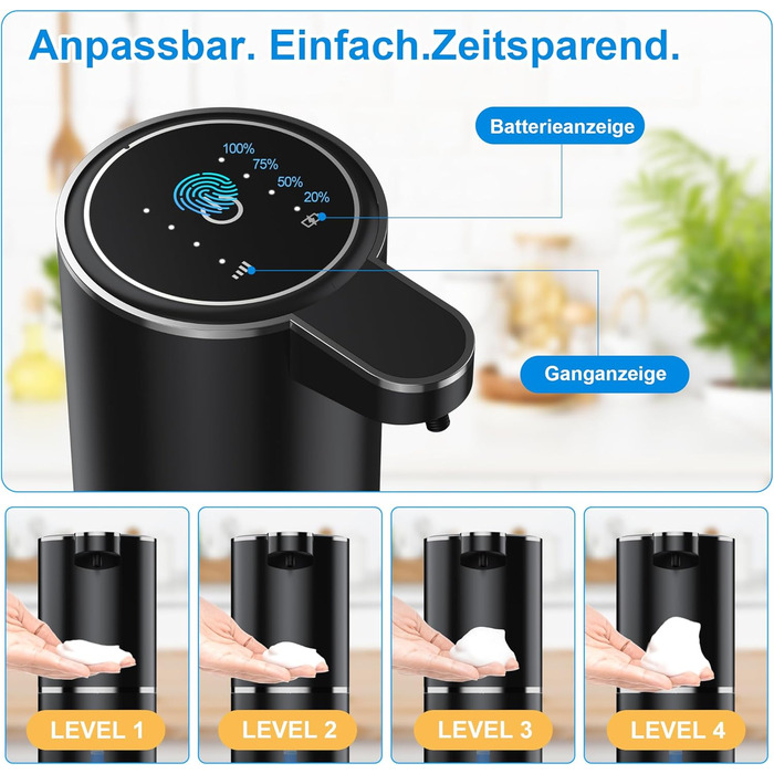 Automatic Soap Dispenser Wall Mount with Sensor Infrared, 380ml Electric Soap Dispenser No Drilling with USB Rechargeable, IPX5 Waterproof for Bathroom Toilet Kitchen