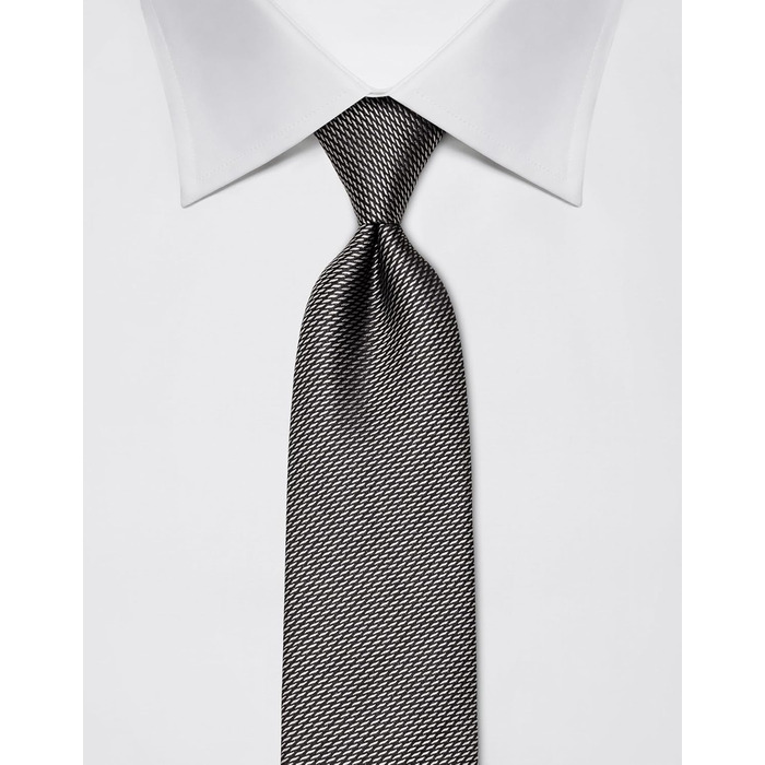 Краватка чоловіча Vincenzo Boretti шовкова з візерунком, 8 см, антрацит - для костюма та сорочки (бізнес, весілля)