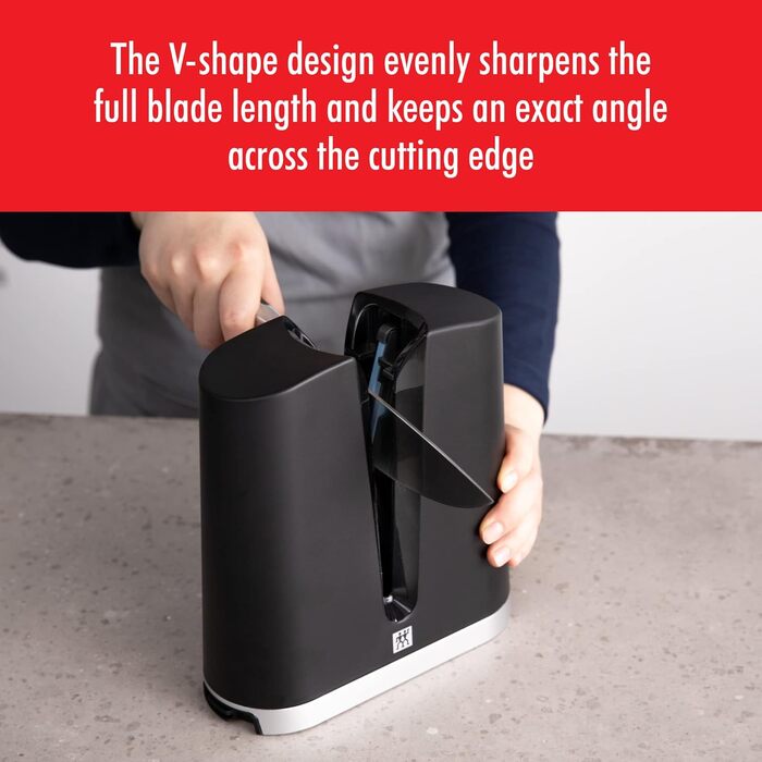 Професійна точилка для ножів ZWILLING V-Edge, для західних та японських лез, чорна