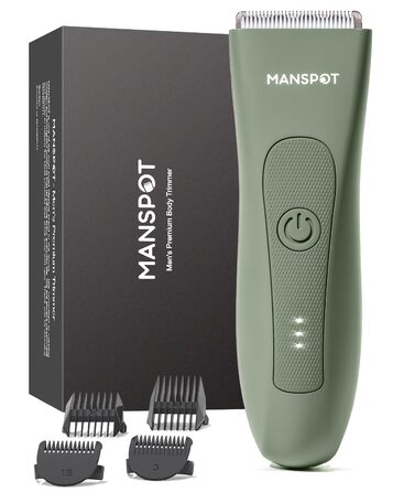 Триммер для тіла MANSPOT Intimrasierer для чоловіків, водонепроникний, з 4 насадками для інтимної зони, грудей, ніг та пахв – для сухого та вологого гоління