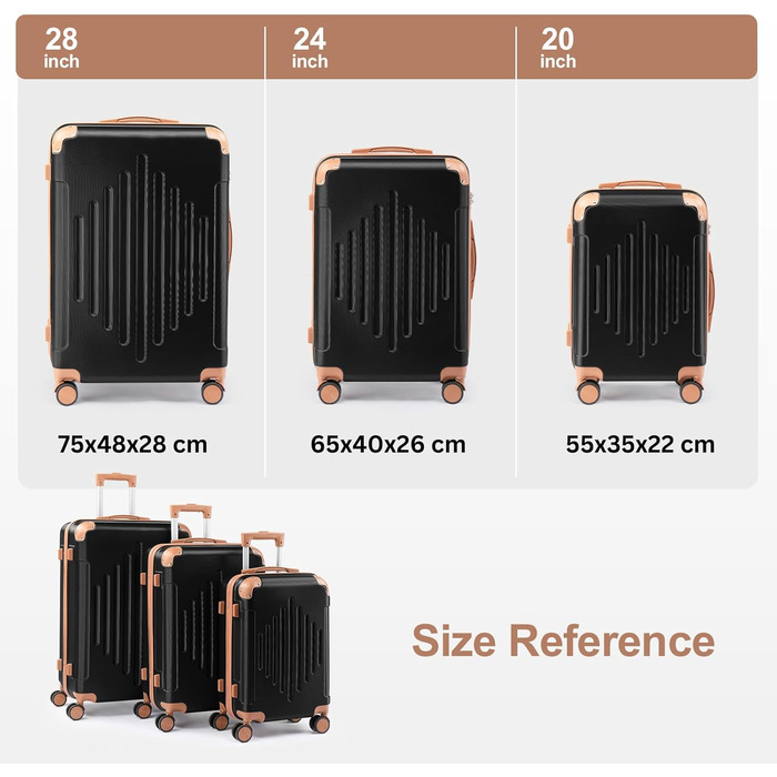 Набір валіз LEADZM 3 шт. з захистом кутів, ABS, телескопічний ручка, ручна поклажа, контрастне забарвлення (кремово-білий)