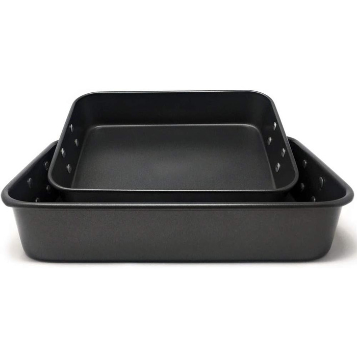 Форма для запікання LS Kitchen - Гратен для лазаньї з ручками, сталева жароміцна форма з антипригарним покриттям, набір 2 шт.