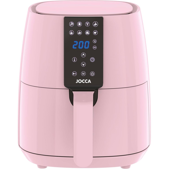 JOCCA аерофритюрниця 3,8 л, без олії, 1450 Вт, LED сенсор, енергозберігаюча, рожева