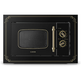 Мікрохвильова піч Klarstein Victoria 20 - вбудована, 20 л, 800 Вт, 1000 Вт гриль, 3 функції, нержавіюча сталь, з рамкою, чорна