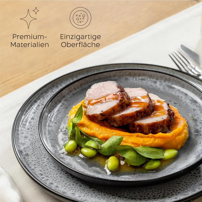 Набір посуду Twinzee Steingut 24 елементи для 6 осіб: тарілки та миски - серія Riviera (Perla, глибокі тарілки (x6))