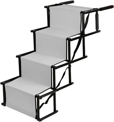 Зручна рампа для собак у автомобіль, підходить для великих та маленьких собак. Складана авто-драбина витримує вагу 90 кг (139*45*76 см - чорний/світло-сірий)