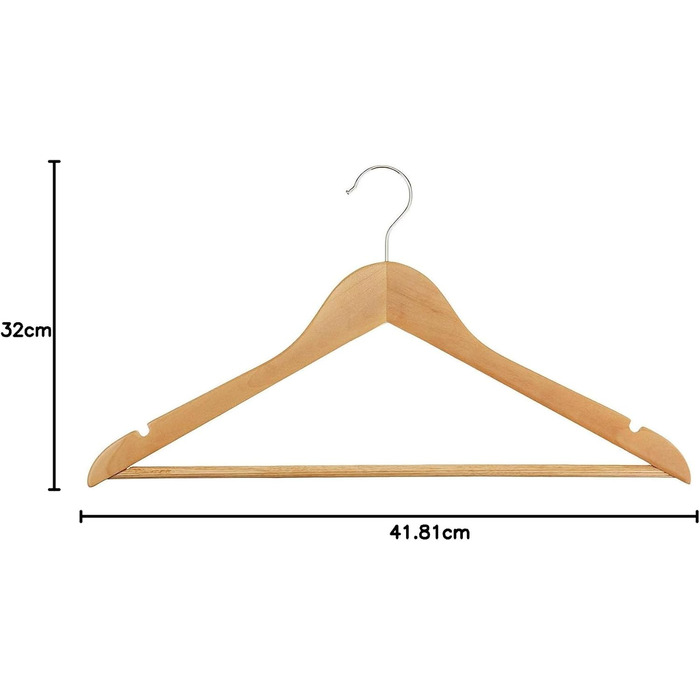 Дерев'яні вішалки для одягу преміум-класу: міцна штанга та вирізи для плечей, ідеально підходять для чоловічого та жіночого одягу, довговічне рішення для зберігання в шафі