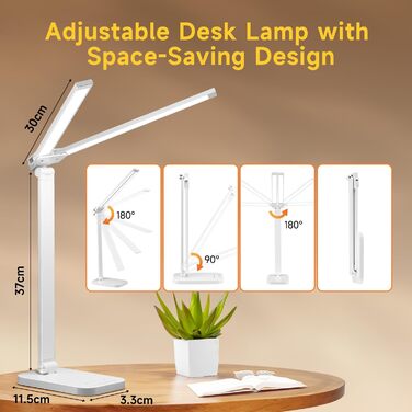 LED лампа для столу One Fire з адаптером, 1000 люмен, 96 LED, диммер, таймер, світлова пам'ять, для дітей, денне світло, для читання