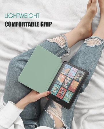 Чохол MoKo для Kindle Paperwhite 2024 (12-го покоління) та Kindle Colorsoft Signature Edition 2024, з авто-ввімкненням/вимиканням, джинсовий, зелений (w-Agave Grün)