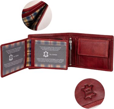 Чоловічий шкіряний гаманець Volmer з RFID-захистом, місткий (9+4 картки), Бордовий