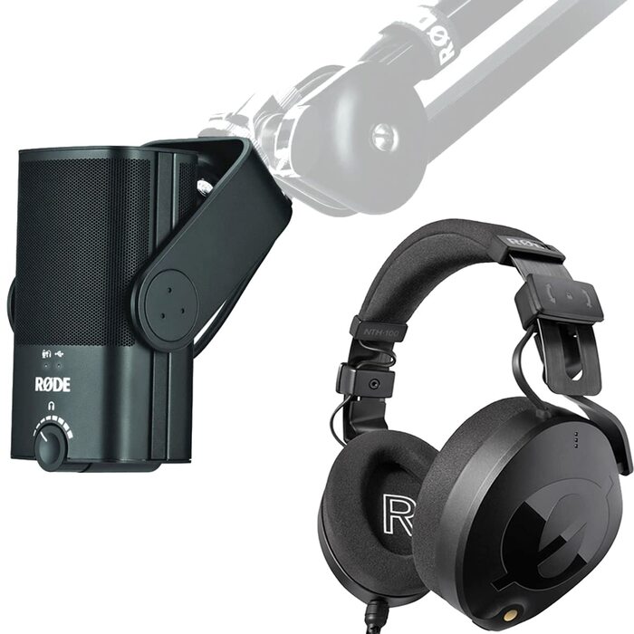 Мікрофон конденсаторний USB Rode NT-USB+ з гнучким кронштейном Keepdrum MS138 (чорний) + навушники NTH100 + тканина