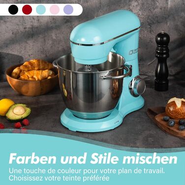 Кухонна машина Küchenmaster 6L, 1300W, з набором насадок (міксер, гак для тіста, вінчик), темно-зелений/синій