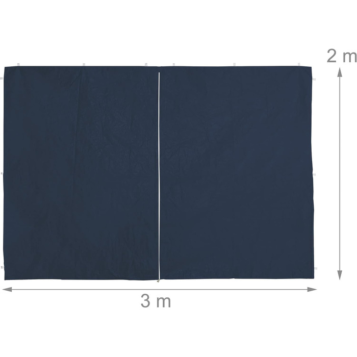 Relaxdays Pavilion Side Walls, 4-Piece Set, 2x3m, Side Panels, Window & Zipper, Waterproof, PE Plastic, Blue