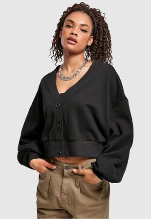 Кардиган жіночий Urban Classics Organic Oversized з коротким рукавом з махрової тканини, 4XL, чорний