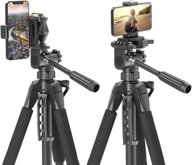 Штатив-триподіг Hama Action 153 3D для камери, смартфона та відеокамери, 3-позиційна головка, висота до 165 см, чорний