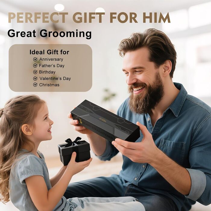 VIKICON Випрямляч для бороди чоловічий, мініатюрний електричний, швидкий нагрів, щітка-гребінець, іонний випрямляч для догляду за коротким та довгим волоссям, чорний