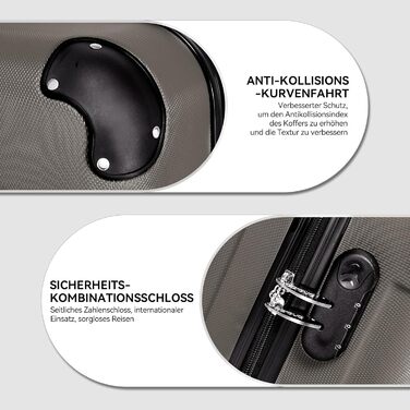 Набір валіз Beibye Hartschalen: M, L, XL (3 шт.) з ручкою-телескопом, 4 колеса, колір кава