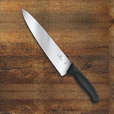 Кухонний ніж Victorinox Swiss Classic 20 см, професійний, пряме лезо, надгострий, нержавіюча сталь, чорна пластикова ручка