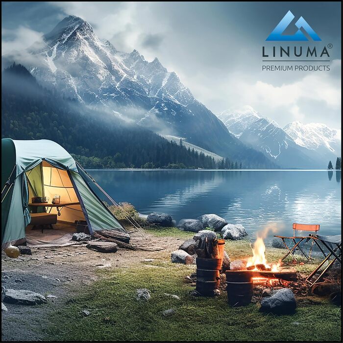 LINUMA® Складний стілець для риболовлі та відпочинку на природі - чорний, з підстаканником та сумкою для перенесення