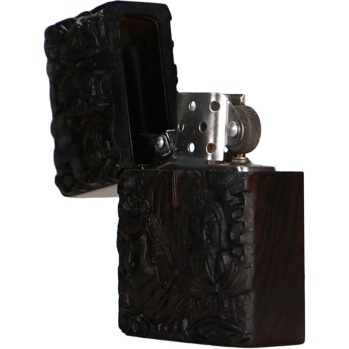 Запальничка для Zippo, набір, натуральне ебенове дерево, різьблена, чорна