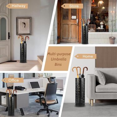 Металева підставка для парасоль та тростинок Rain Collection, 15x15x42 см (Чорний)