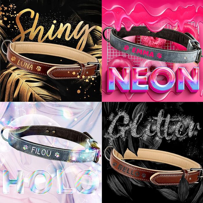 Набір повідка та нашийника ne&no® (веганська шкіра) для собак. Міцний поводок з карабіном, регульований нашийник. Розмір S, коричневий/бежевий, персоналізований.