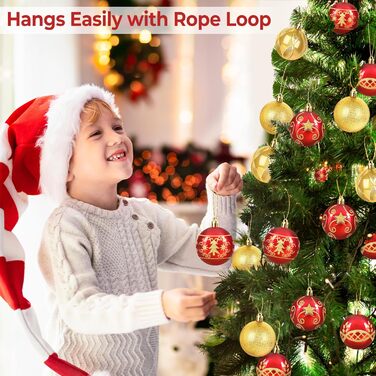 Набір прикрас на ялинку 30 шт. Кульки для ялинки 6 см, червоні та золоті, пластик