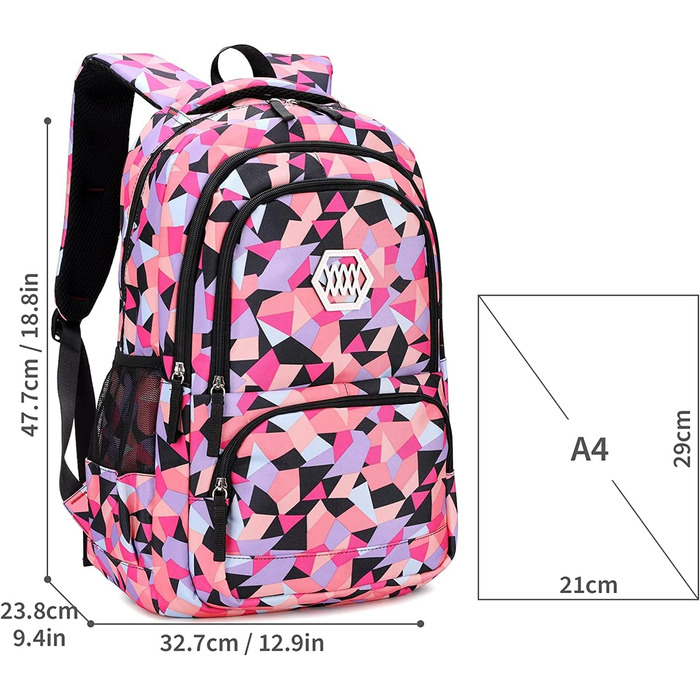 Шкільний рюкзак IvyH для дівчаток-підлітків, 3-в-1 з ланч-боксами та пеналом, чорний