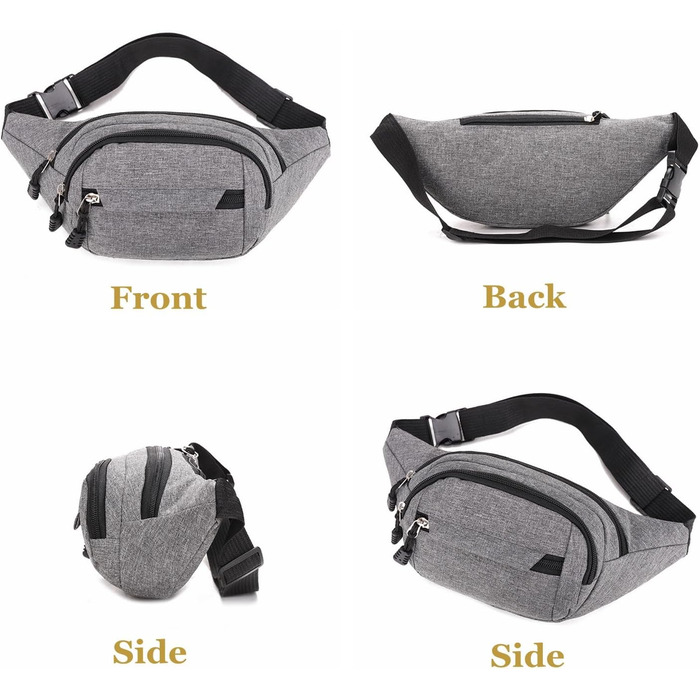 Водонепроникна поясна сумка-рюкзак для жінок та чоловіків, ідеальна для туризму, кемпінгу, велосипеду та подорожей, чорного кольору, велика