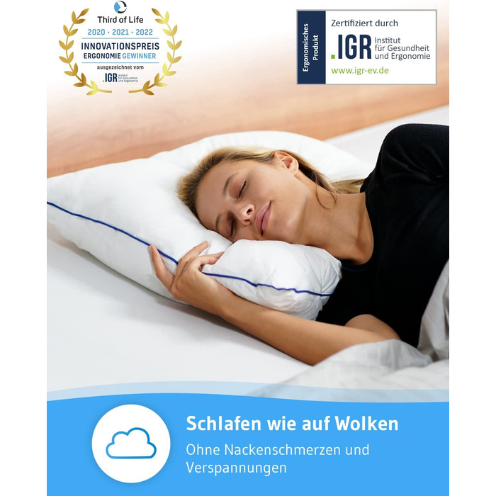 Pillow 80x80 inSPIRO 2-Piece Set, Orthopedic Sleep Pillow from the 2022 Innovation Award Winner, 80 x 80 cm pillow for Side Sleepers, Back Sleepers, Stomach Sleepers, Neck Support Pillow for Allergy Sufferers 80 x 80 - 2-Piece Set